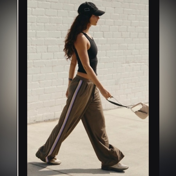 FP Movement by Free People Pants - Free People One On One Mesh Pants Size Large Olive Low Rise Wide Leg